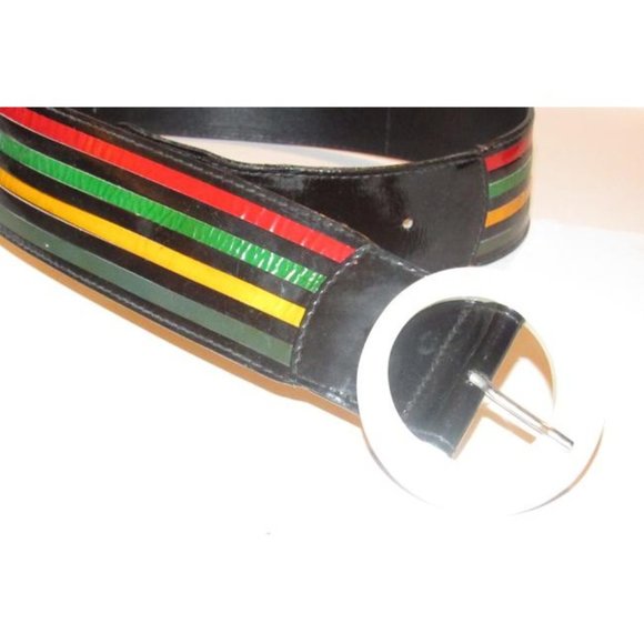 FENDI Black Red Green Blue Lucite Buckle Belt
